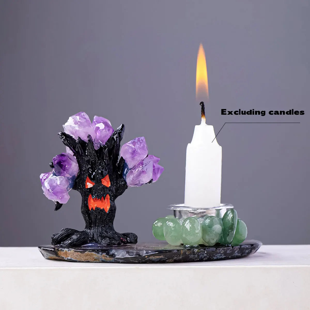 1PC Natural Crystal Amethyst Candlestick Agate Cave Aromatherapy Halloween Candle Home Decoration