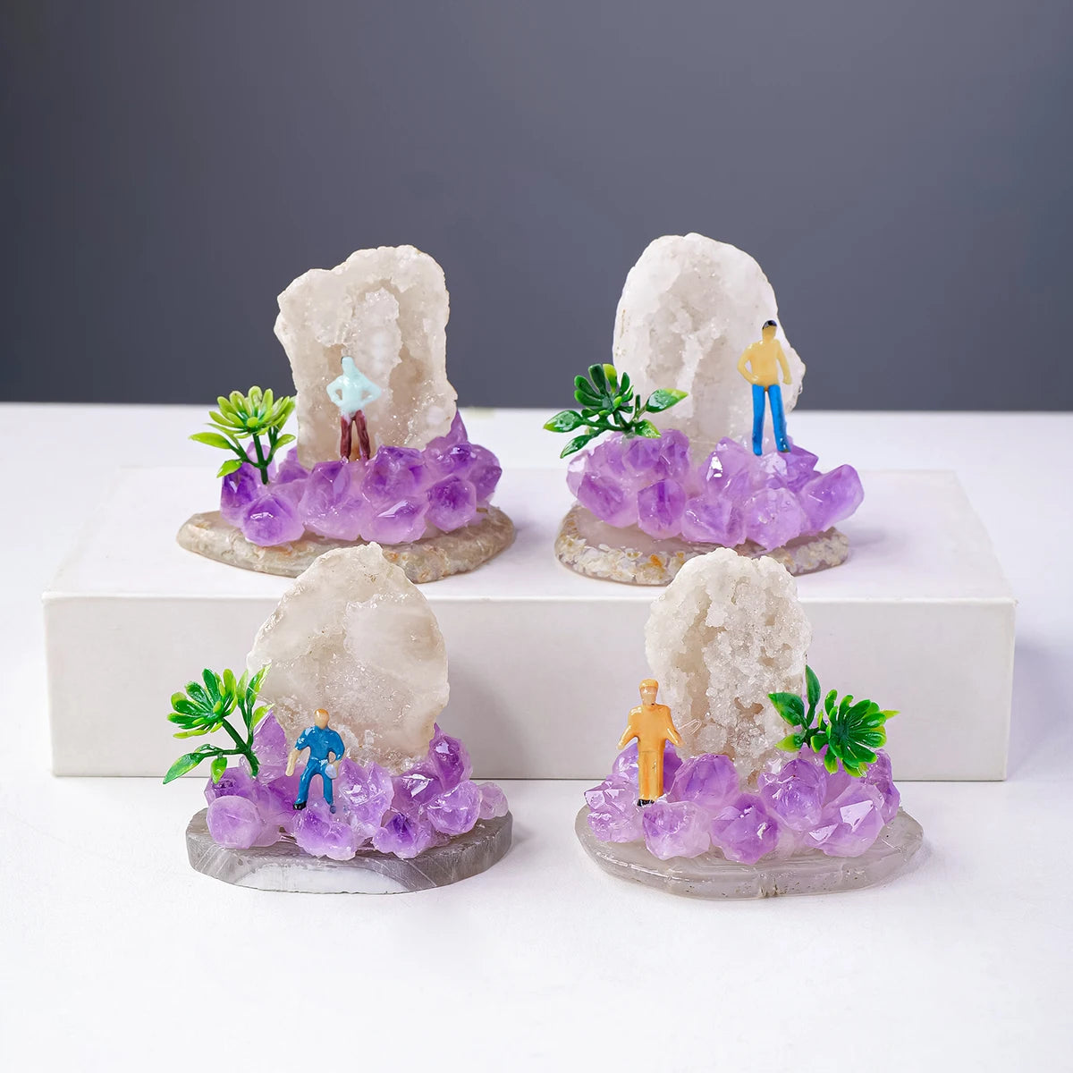 1PC Natural Crystal Amethyst Candlestick Agate Cave Aromatherapy Halloween Candle Home Decoration