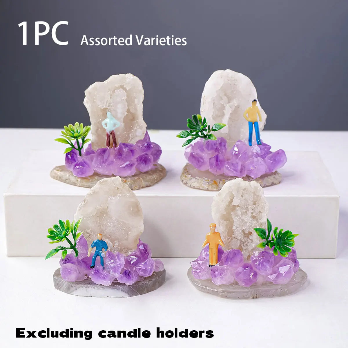 1PC Natural Crystal Amethyst Candlestick Agate Cave Aromatherapy Halloween Candle Home Decoration