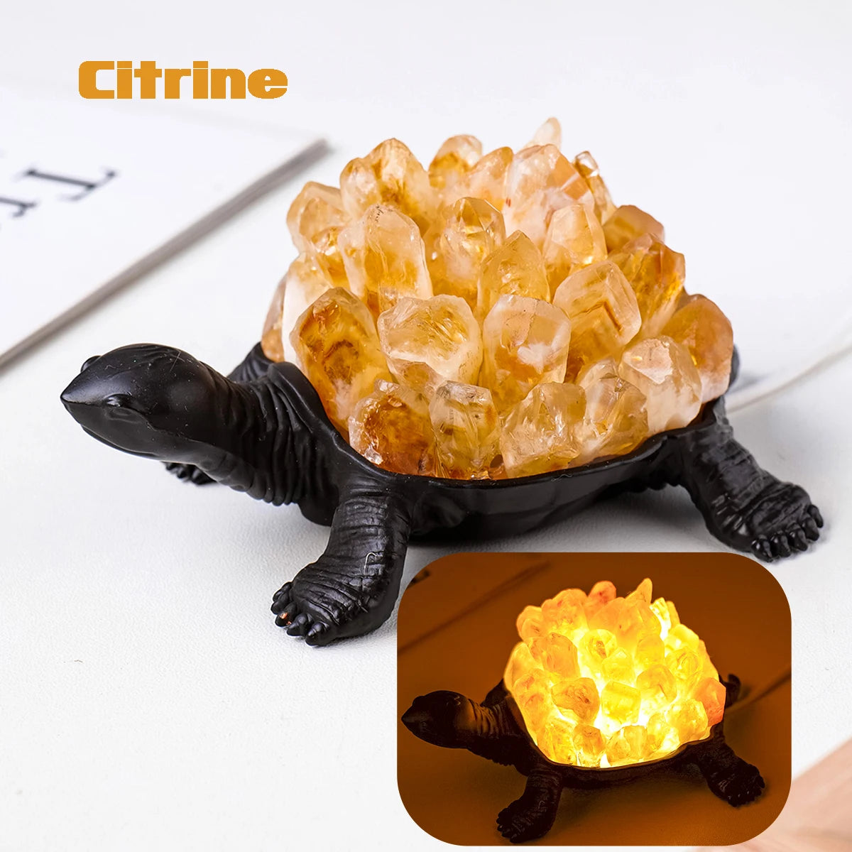 1PC Natural Crystal Amethyst Cluster Turtle Statue Original Gem Citrine Rough Raw Stone Crystal Decorative Night