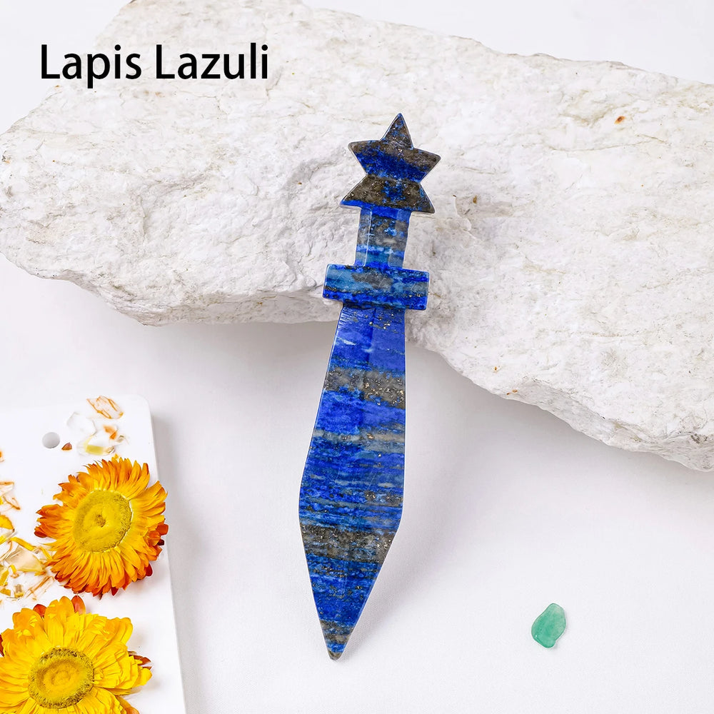 1PC Natural Crystal  Amethyst Dagger Original Stone Model Knife Polishing Unbladed Knife Model Crystal Crafts Crafts Witch