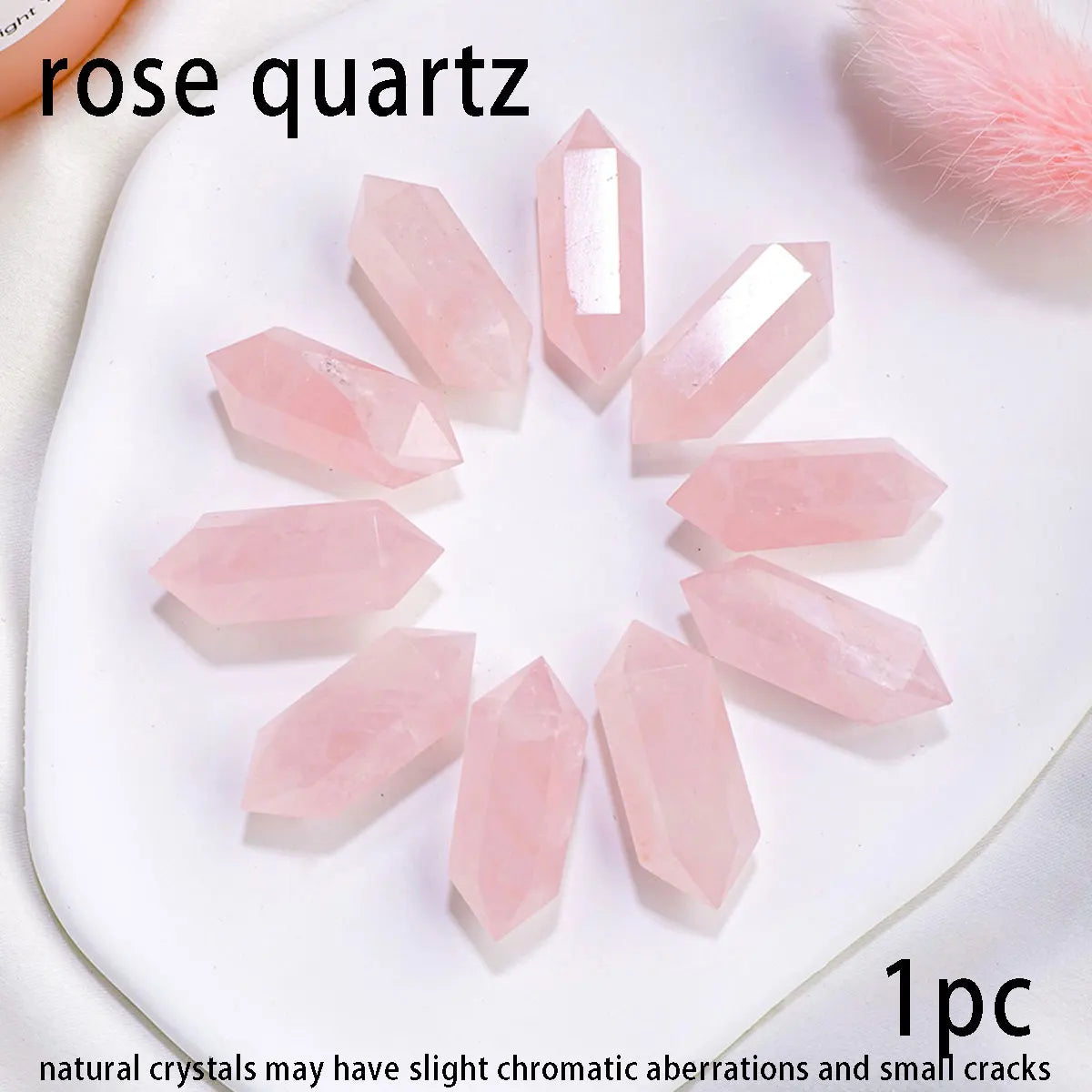 1PC Natural Crystal  Amethyst Double Point Wand Healing Rose Quartz Stone Energy Quartz Home Decoration