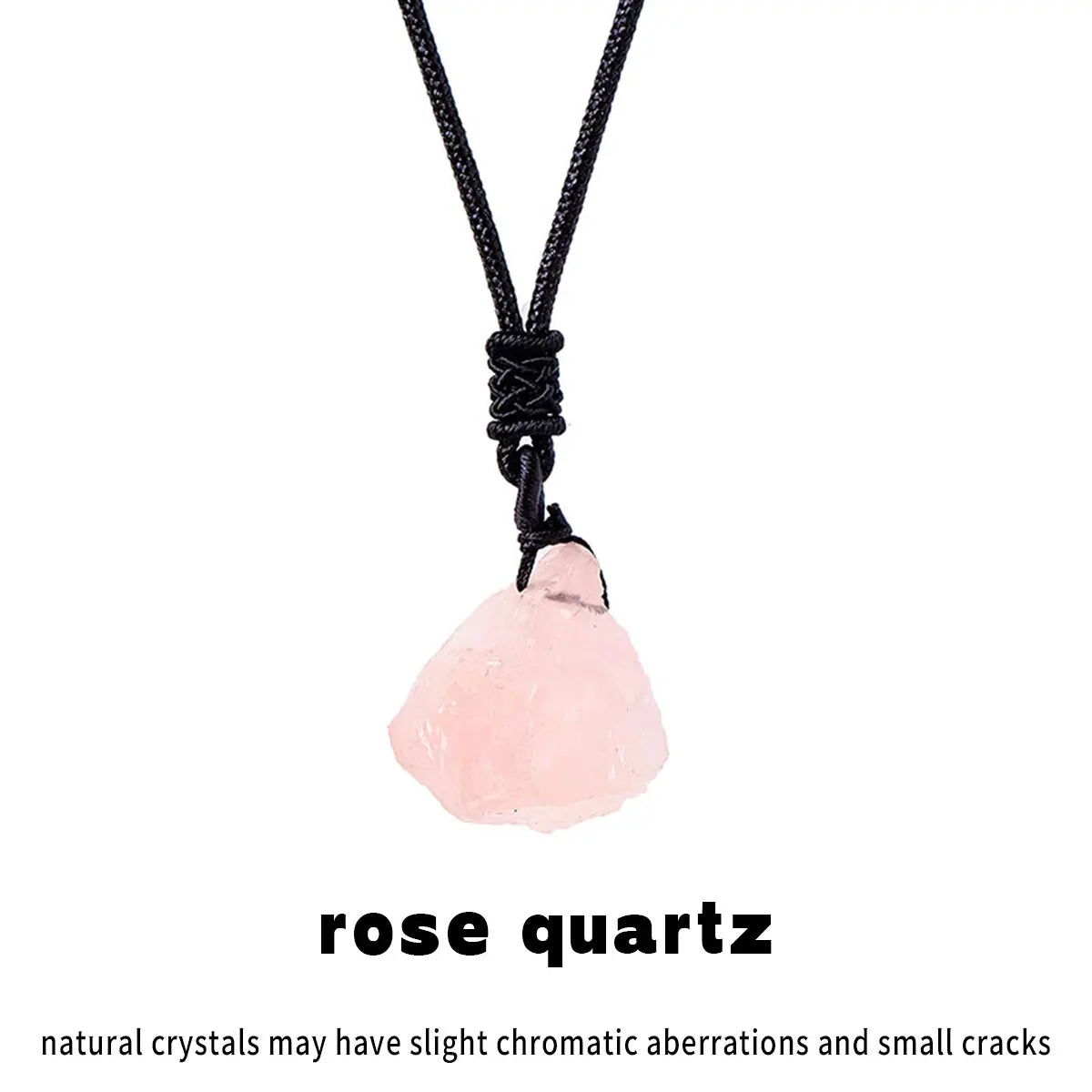 1PC Natural Crystal Amethyst Raw Stone Unpolished Stone Rose quartz Pendant Necklace For Women's Gifts