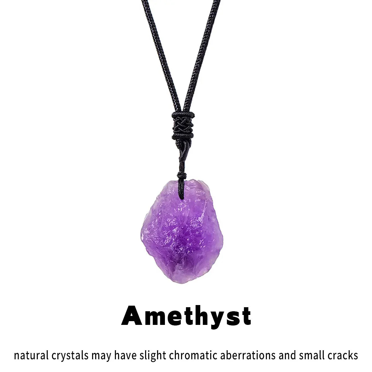 1PC Natural Crystal Amethyst Raw Stone Unpolished Stone Rose quartz Pendant Necklace For Women's Gifts