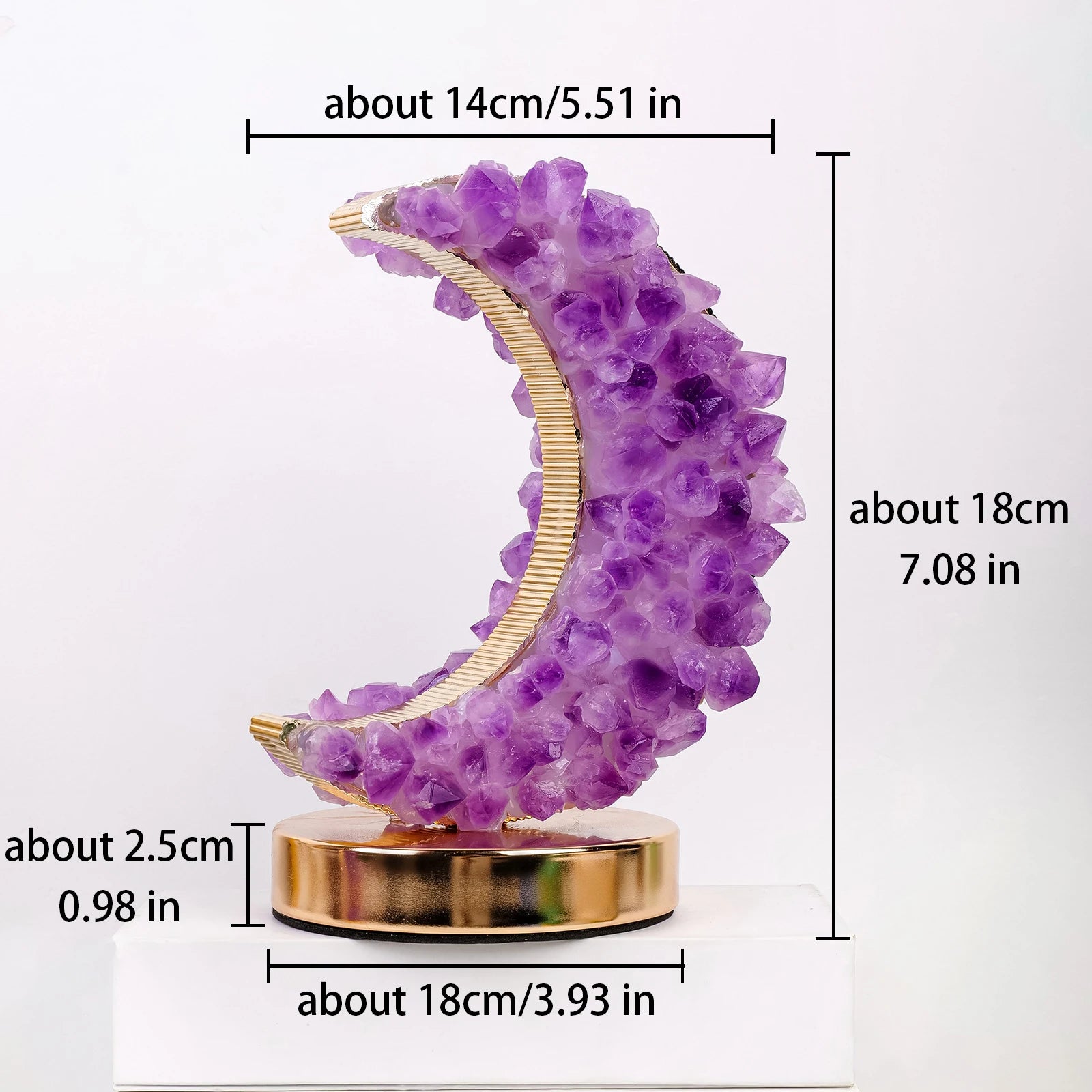 1PC Natural Crystal Amethyst Tooth Citrine Tooth Moon Three Colors Are Adjustable USB Interface Bedroom home decoration