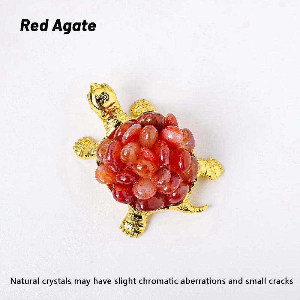 1PC Natural Crystal Animal Figurines Tortoise Turtle Crystal Rolling Stone Handmade Ornaments Garden Home Decoration Crafts