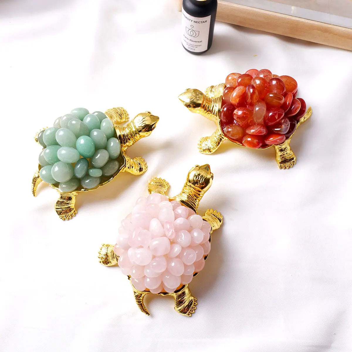 1PC Natural Crystal Animal Figurines Tortoise Turtle Crystal Rolling Stone Handmade Ornaments Garden Home Decoration Crafts