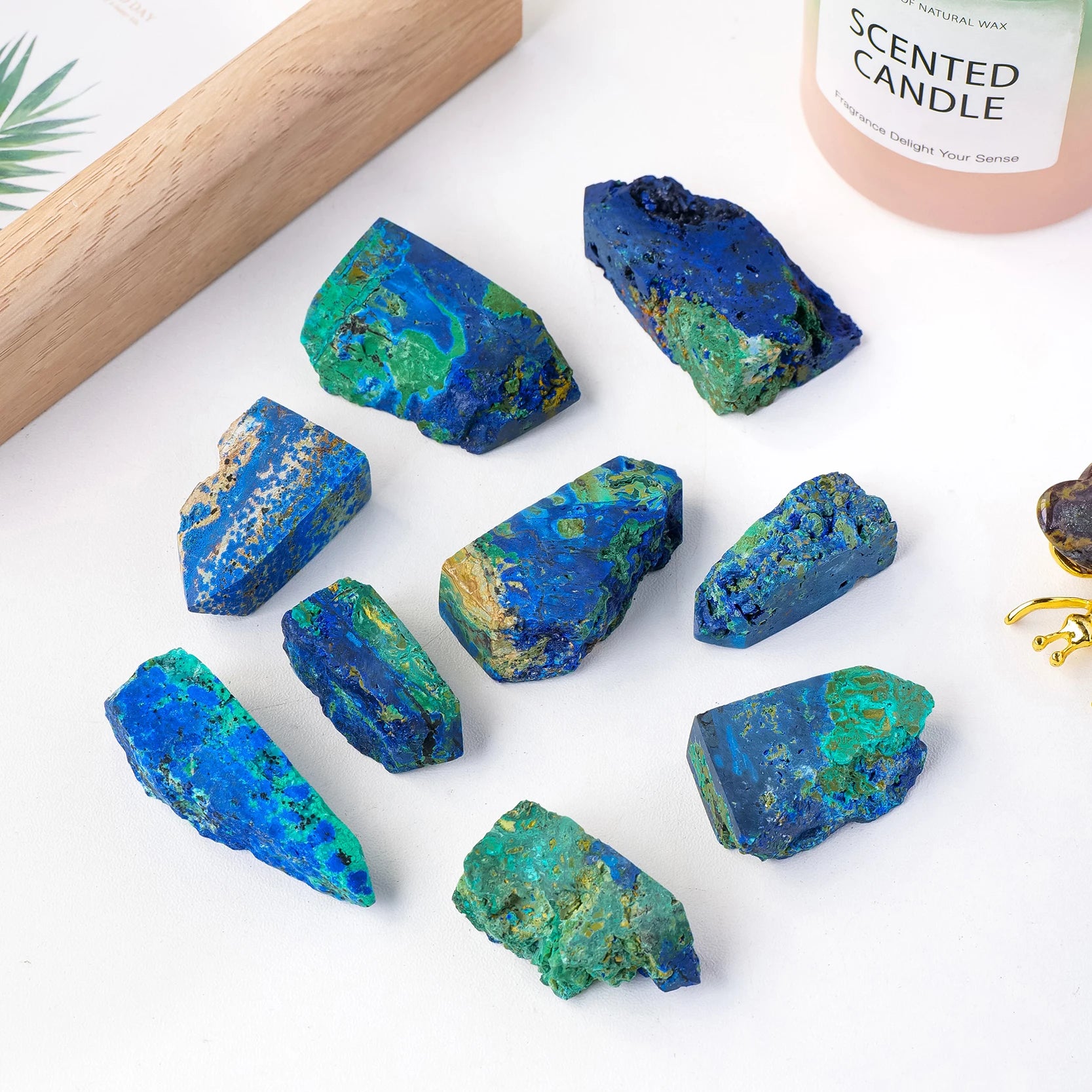 1PC Natural Crystal Azurite Point Healing Stone Energy Ore Mineral Tower Chakra Reiki Malachite Mineral Specimen Home Decoration