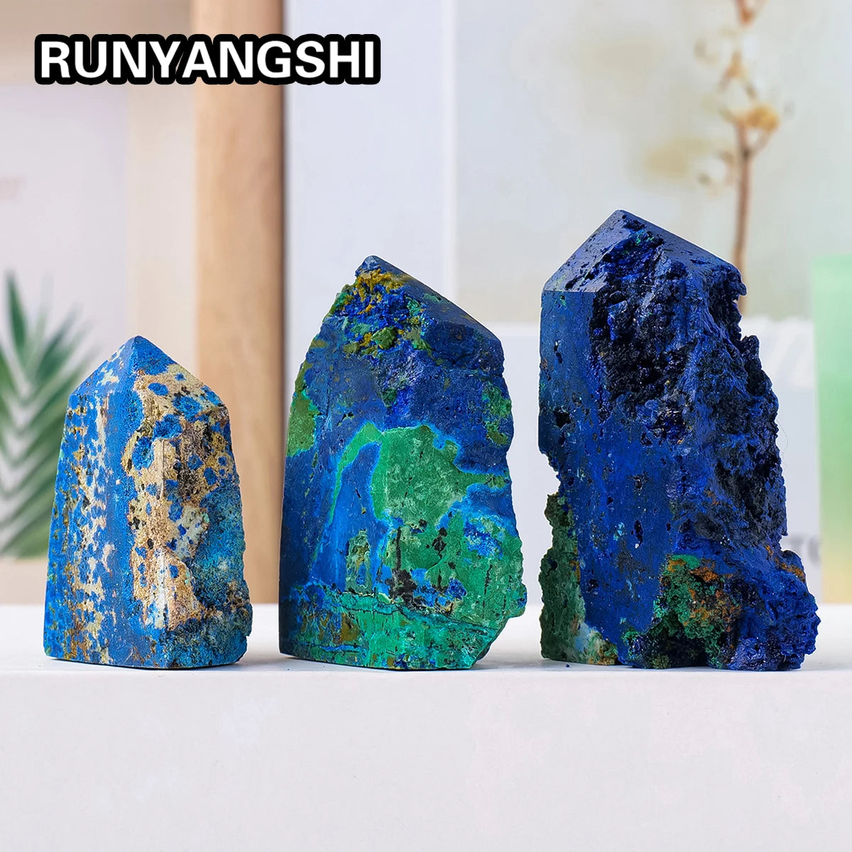 1PC Natural Crystal Azurite Point Healing Stone Energy Ore Mineral Tower Chakra Reiki Malachite Mineral Specimen Home Decoration