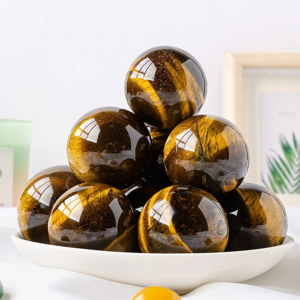 1PC Natural Crystal Ball Yellow Tiger Eye Stone Ball Magic Sphere Reiki Healing Stone Home Decoration Exquisite Gifts Souvenirs