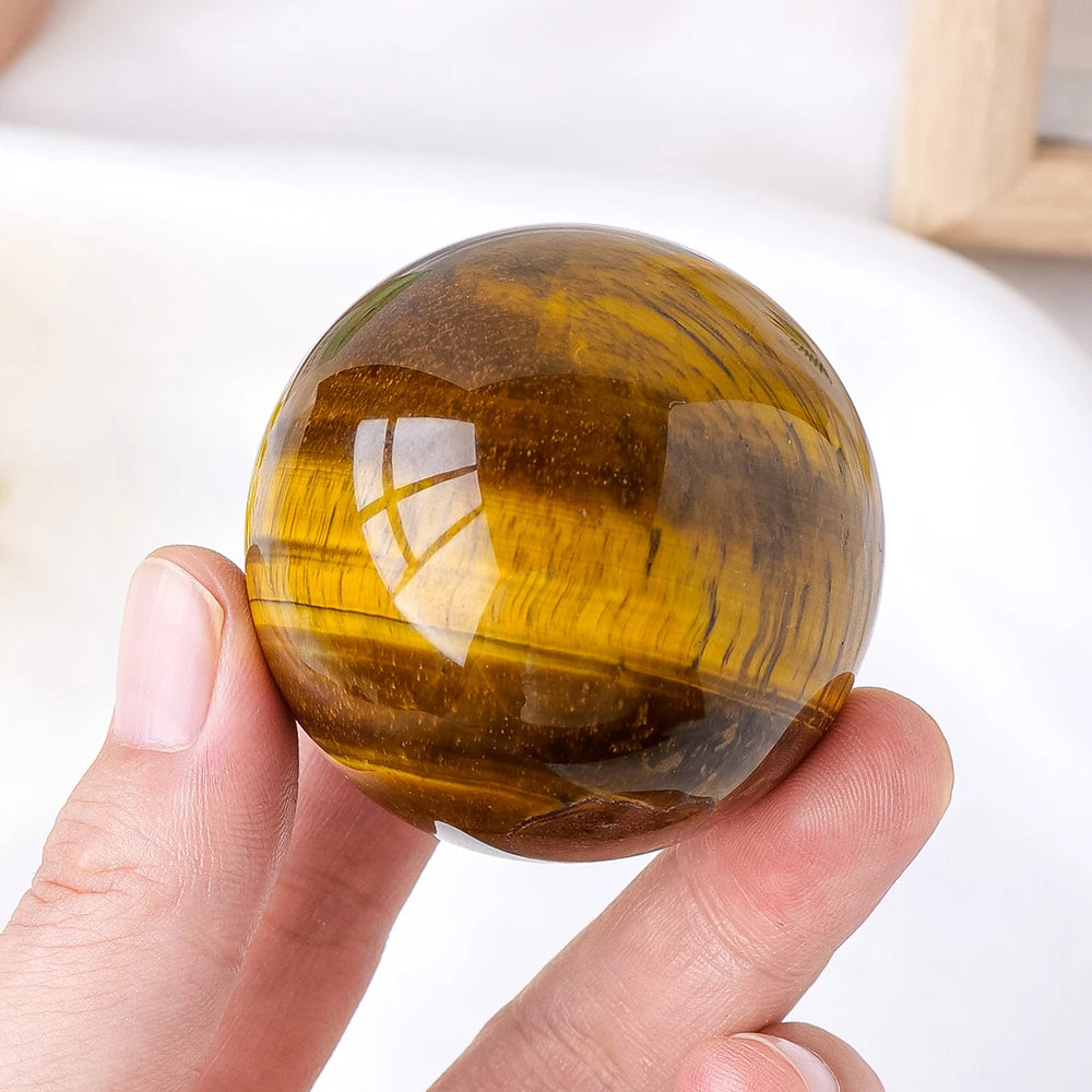 1PC Natural Crystal Ball Yellow Tiger Eye Stone Ball Magic Sphere Reiki Healing Stone Home Decoration Exquisite Gifts Souvenirs