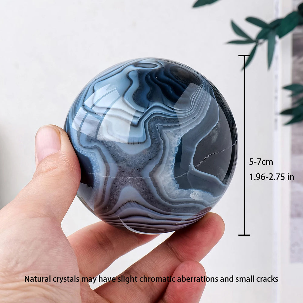 1PC Natural Crystal Black Onyx Ball Agate  Crystal Sphere  Home Decoration Energy Home Feng Shui Decoration Stone