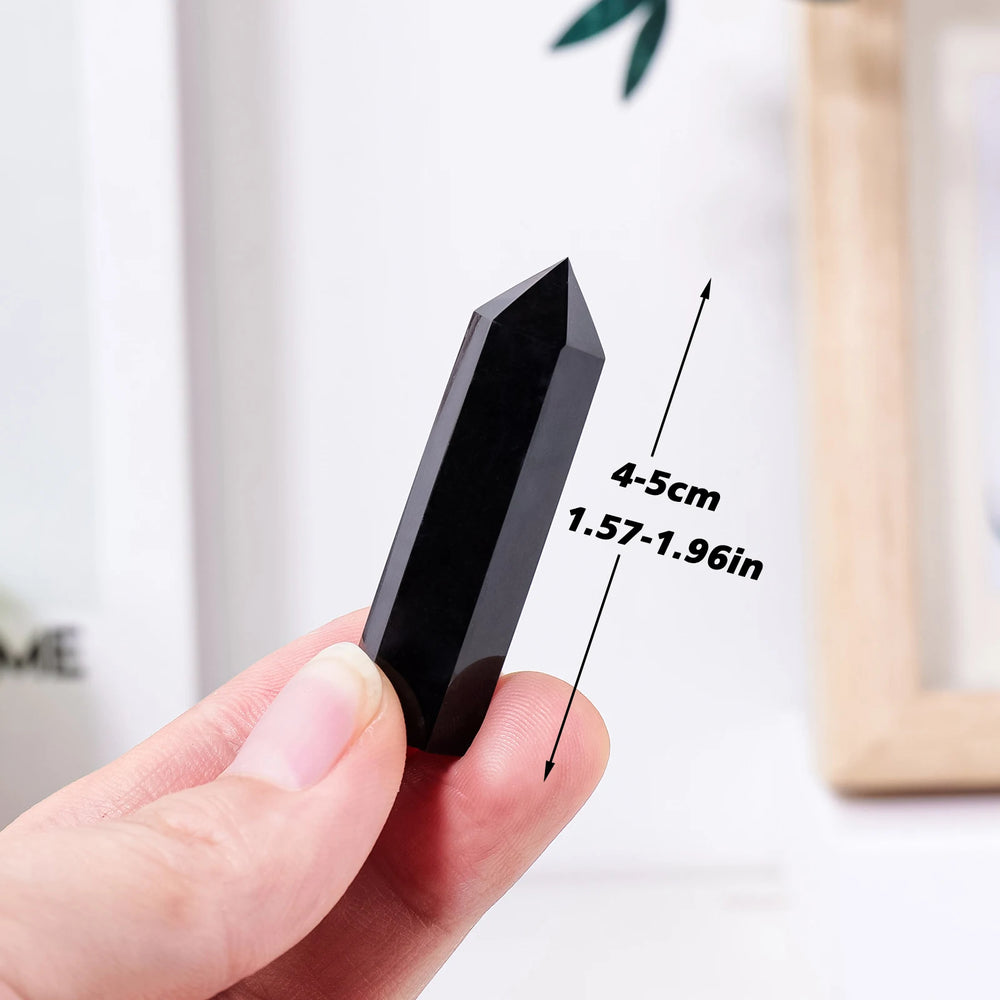 1PC Natural Crystal Black Tourmaline Hexagonal Point Polishing Reiki Healing Crystal Tower Home Decoration