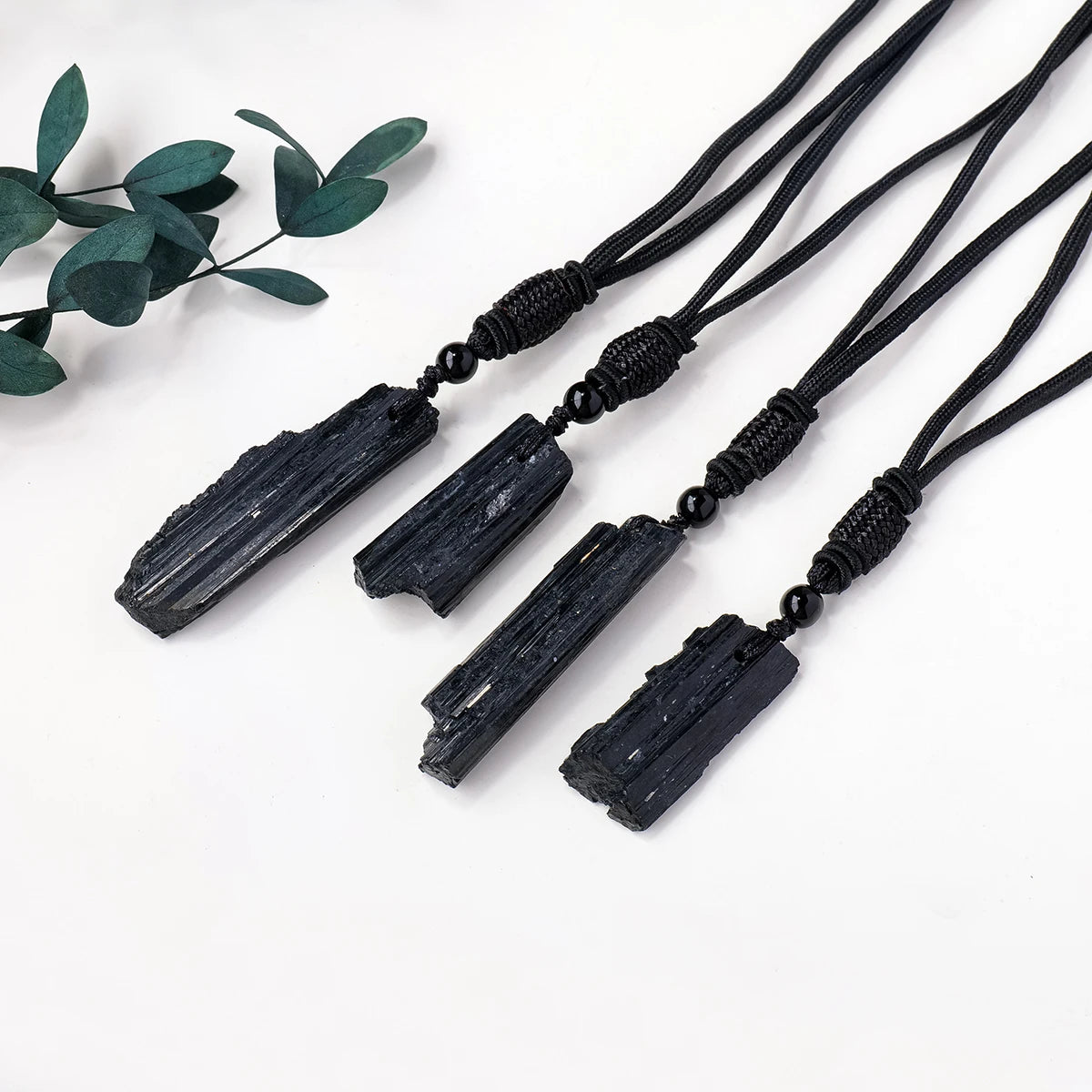 1PC Natural Crystal Black Tourmaline Raw Stone Unpolished Gem Pendant Necklace Quartz Jewelry For Man Gifts