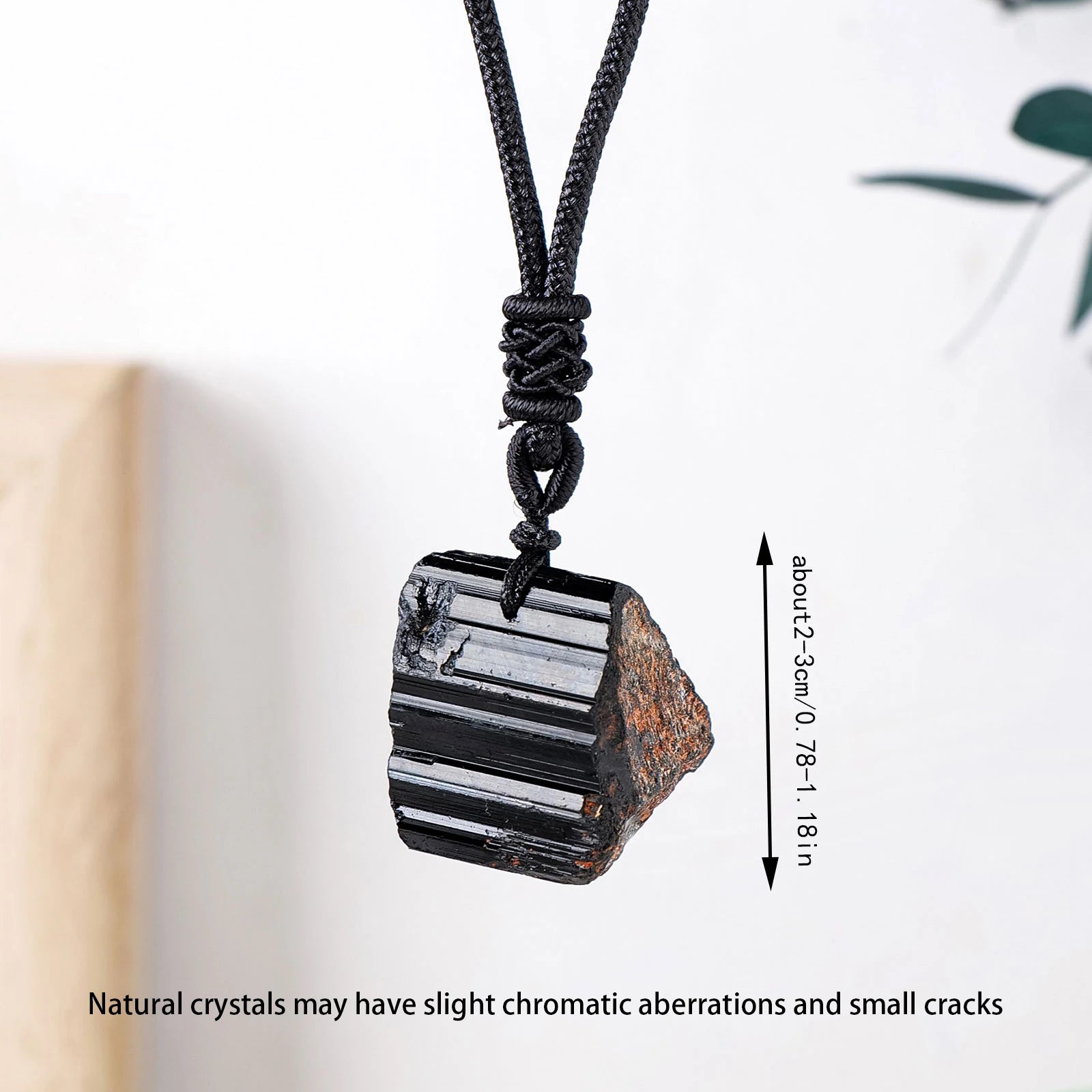 1PC Natural Crystal Black Tourmaline Raw Stone Unpolished Gem Pendant Necklace Quartz Jewelry For Man Gifts