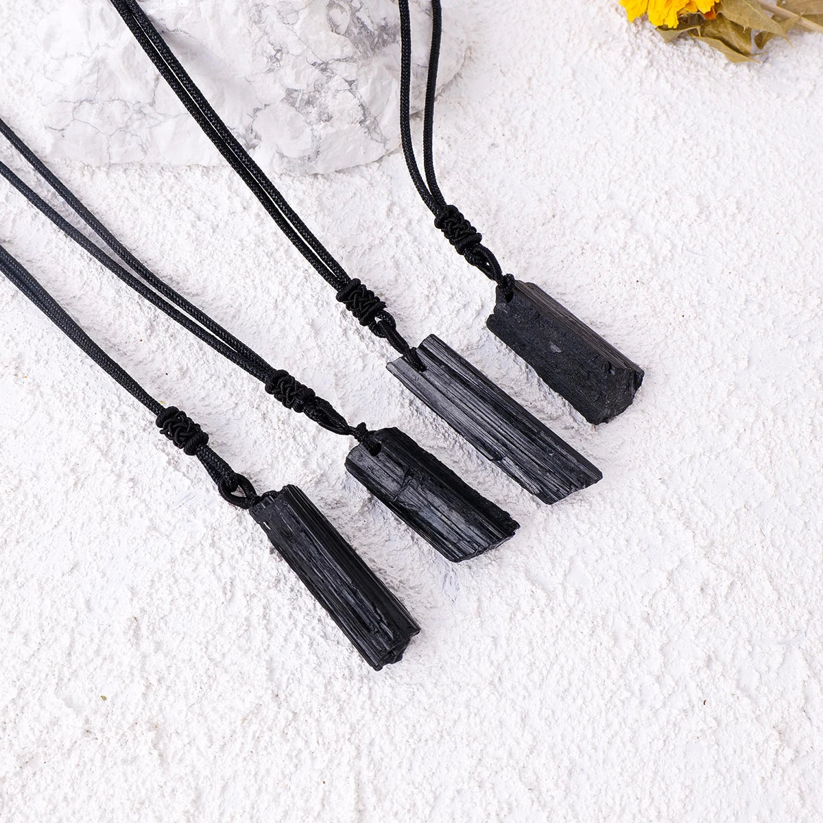 1PC Natural Crystal Black Tourmaline Raw Stone Unpolished Gem Pendant Necklace Quartz Jewelry For Man Gifts