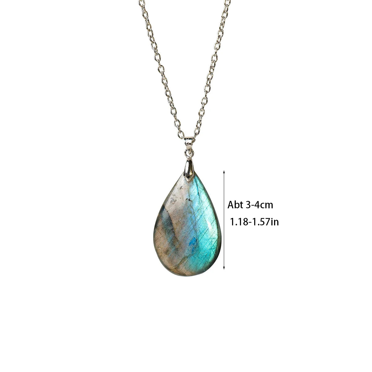 1PC Natural Crystal Blue Labradorite Pendant DIY Jewelry Moonstone Necklace Women Clavicle Chain Jewelry Gifts