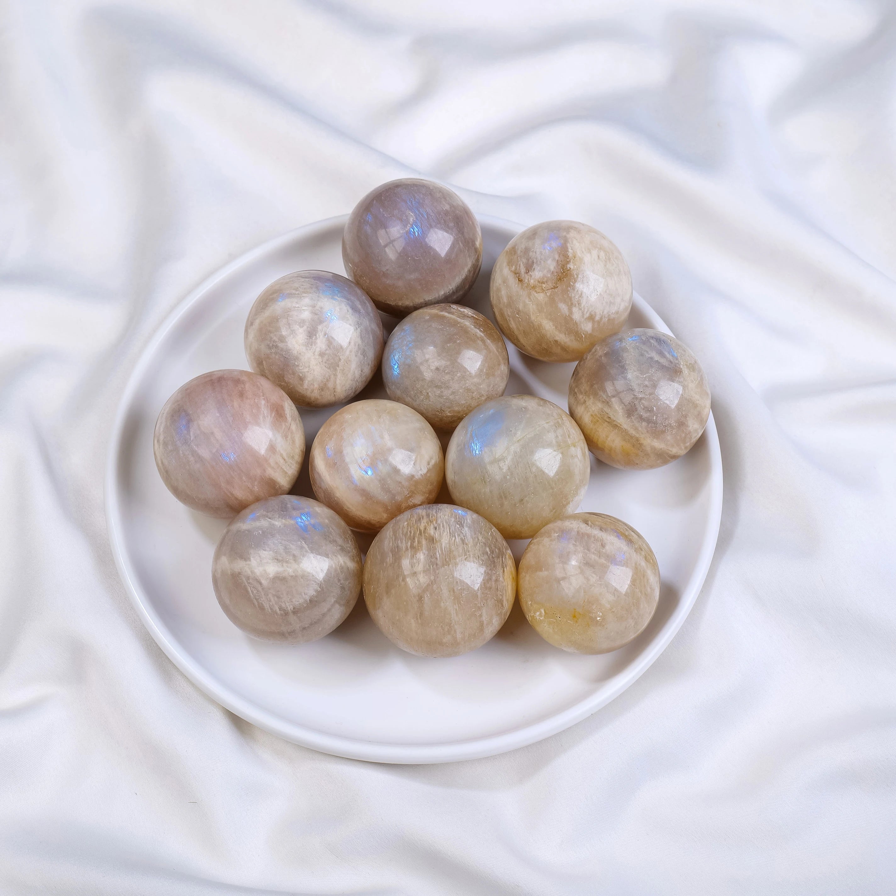 1PC Natural Crystal Blue Moonstone Ball Massaging Ball Reiki Healing Stone Home Decoration Exquisite Gifts Souvenirs Gift