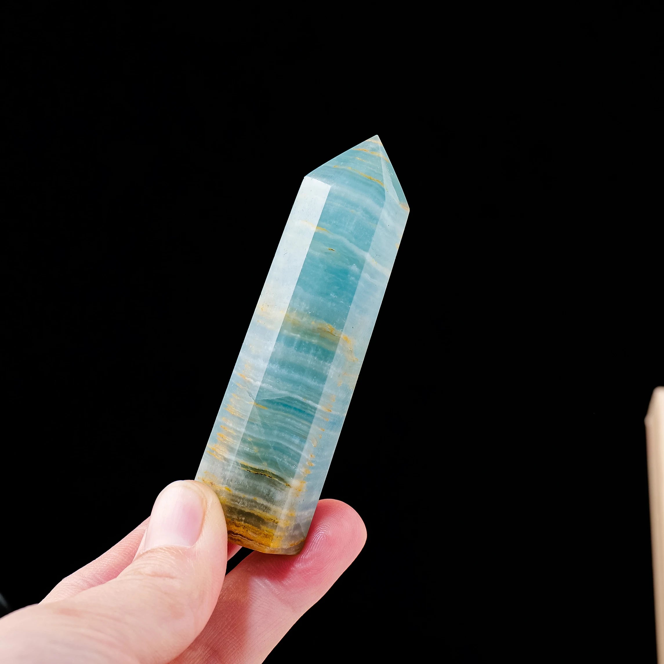 1PC Natural Crystal Blue Onyx Calcite  Point Healing Crystal Quartz Tower Healing Wand Stone Meditation Stone Energy Gem