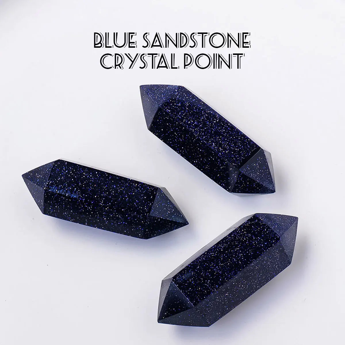 1PC Natural Crystal Blue Sandstone Hexagonal Prisms Double Point Wand Crystal Healing Stone Home Decoration