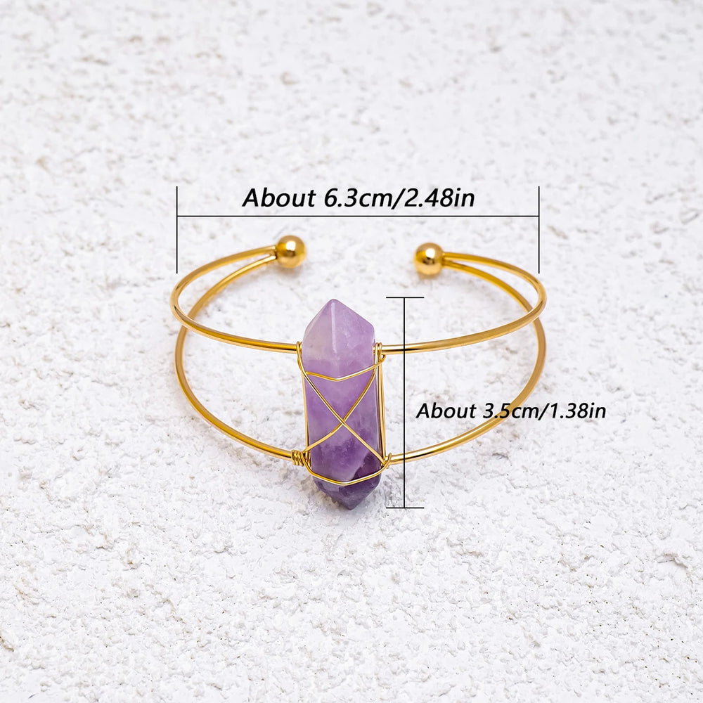 1PC Natural Crystal Bracelet Healing Double Point Bracelet for Women Protection Bracelet Yoga Reiki Chakras Meditation