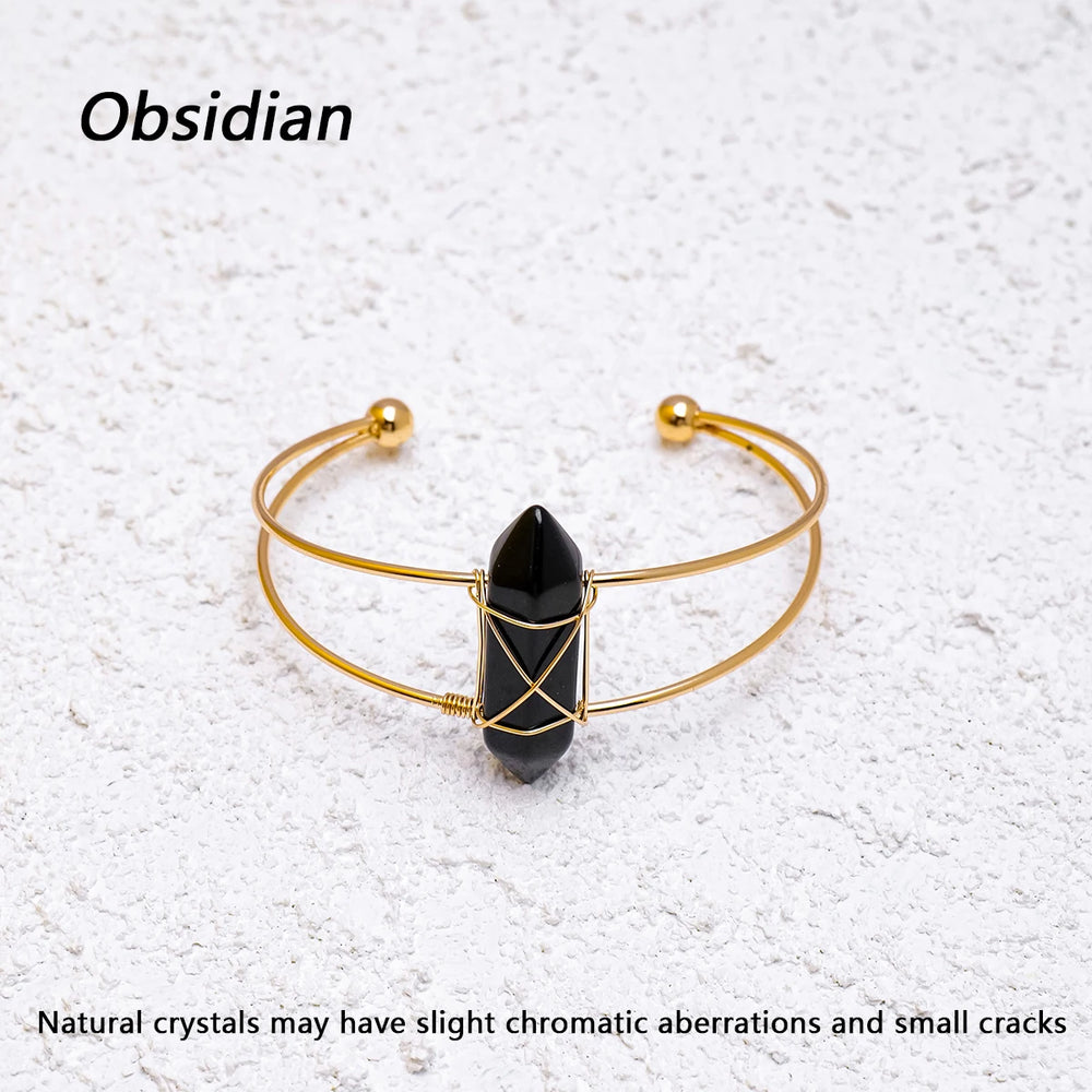 1PC Natural Crystal Bracelet Healing Double Point Bracelet for Women Protection Bracelet Yoga Reiki Chakras Meditation