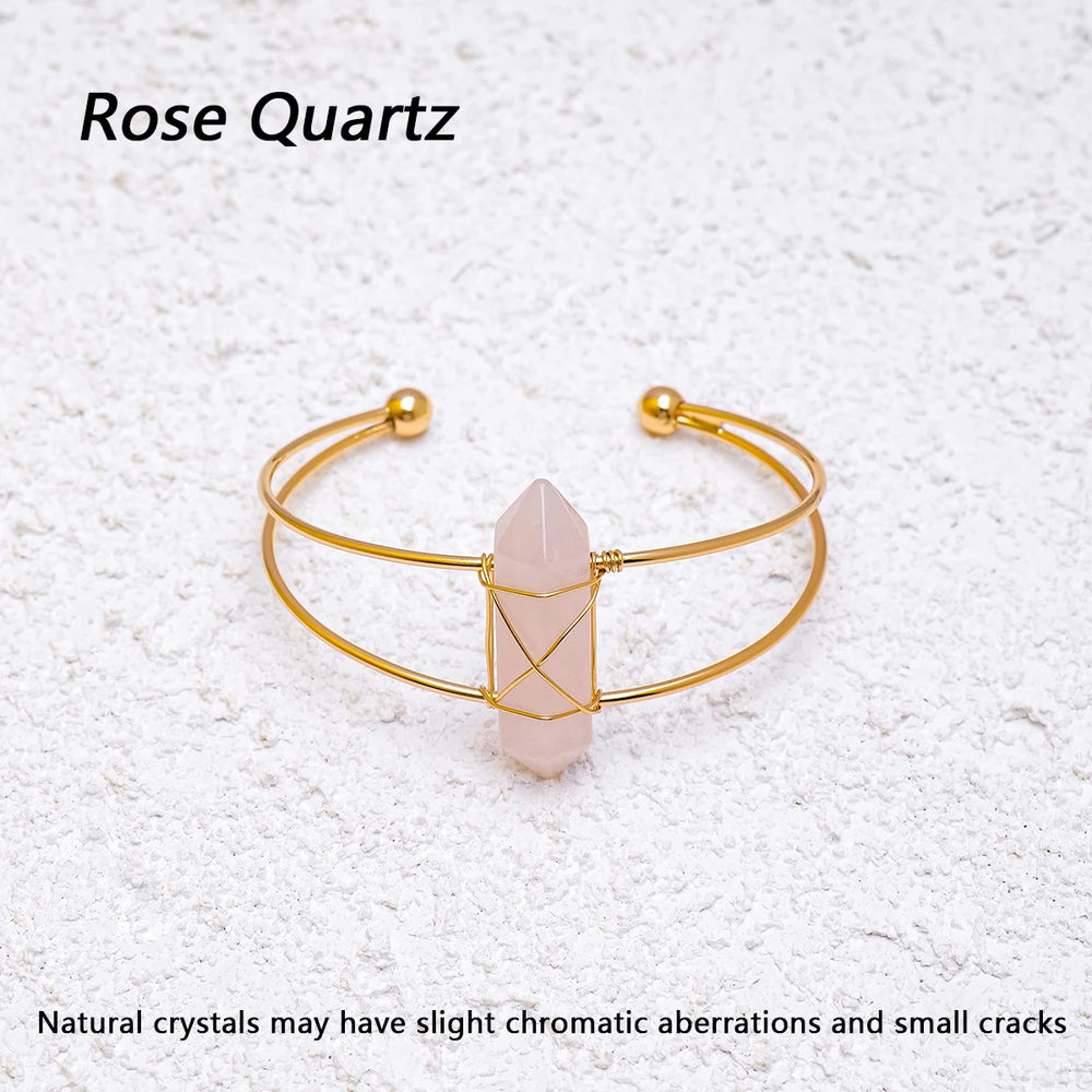 1PC Natural Crystal Bracelet Healing Double Point Bracelet for Women Protection Bracelet Yoga Reiki Chakras Meditation