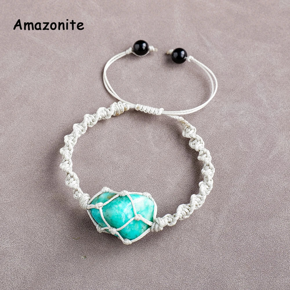 1PC Natural Crystal Bracelet Healing Polished Stone Bracelet for Women Protection Bracelet Yoga Reiki Chakras Meditation