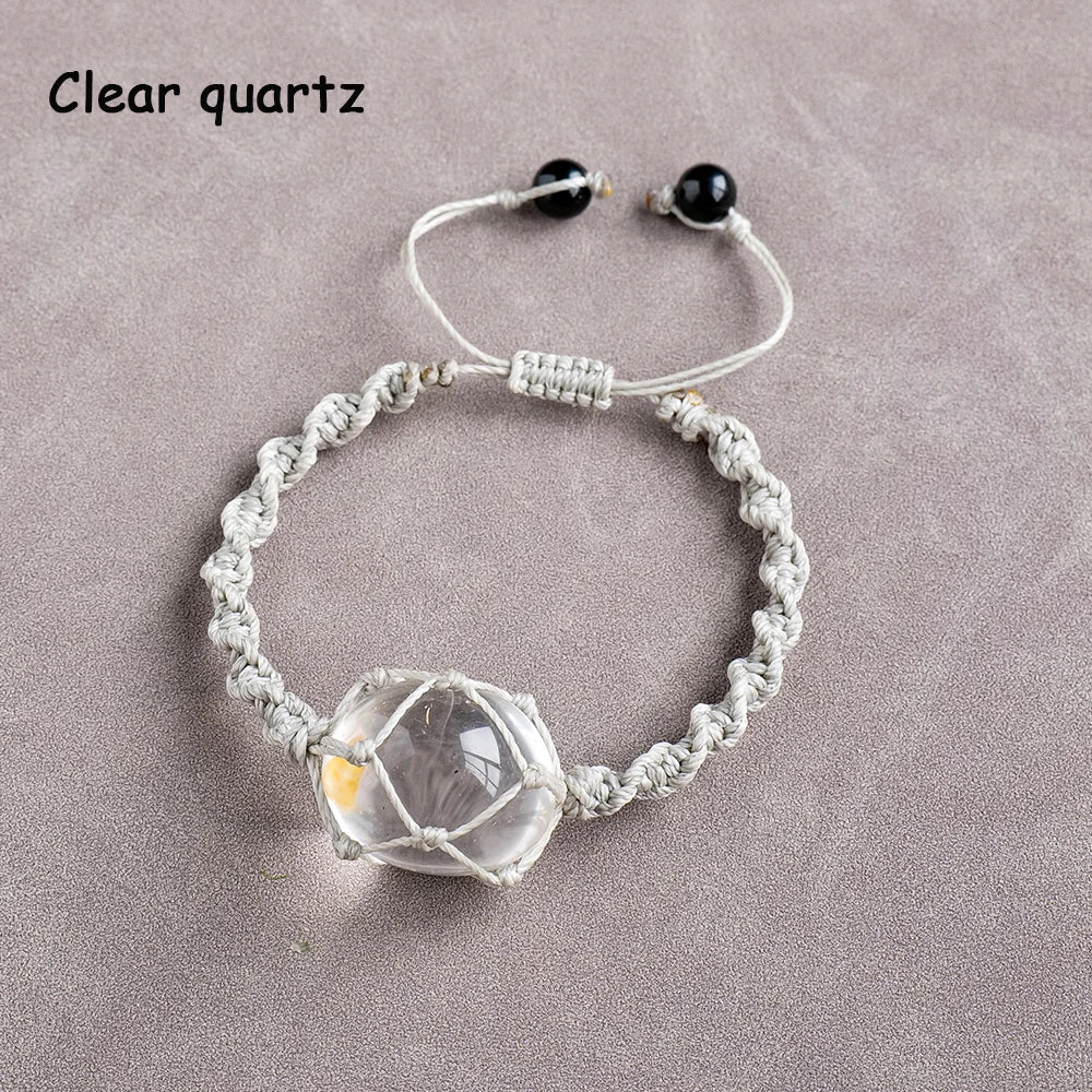 1PC Natural Crystal Bracelet Healing Polished Stone Bracelet for Women Protection Bracelet Yoga Reiki Chakras Meditation