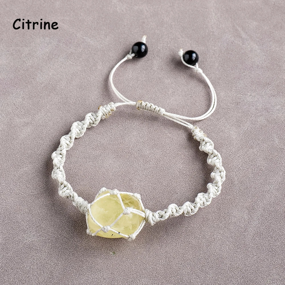 1PC Natural Crystal Bracelet Healing Polished Stone Bracelet for Women Protection Bracelet Yoga Reiki Chakras Meditation