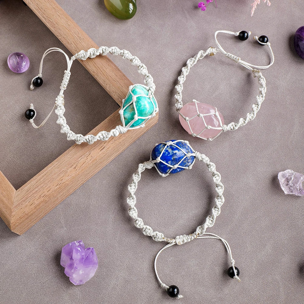 1PC Natural Crystal Bracelet Healing Polished Stone Bracelet for Women Protection Bracelet Yoga Reiki Chakras Meditation