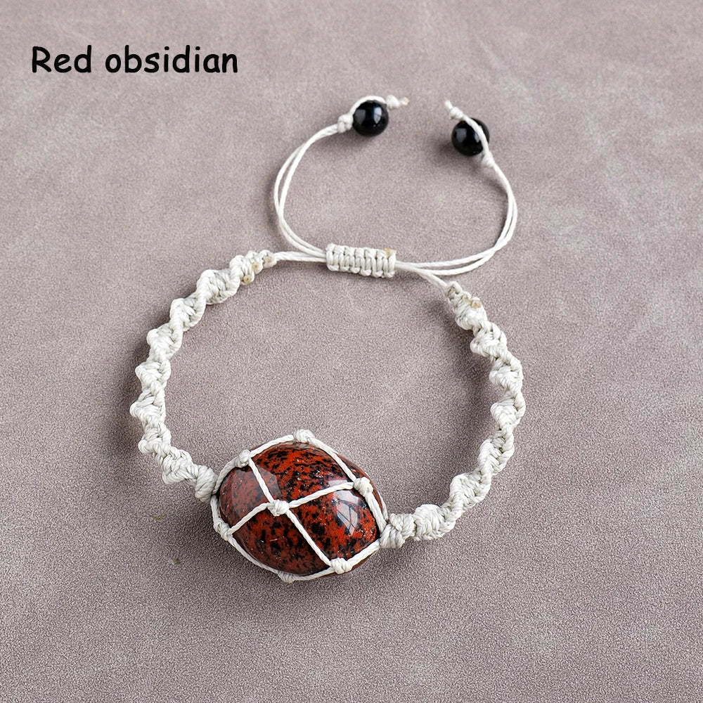 1PC Natural Crystal Bracelet Healing Polished Stone Bracelet for Women Protection Bracelet Yoga Reiki Chakras Meditation