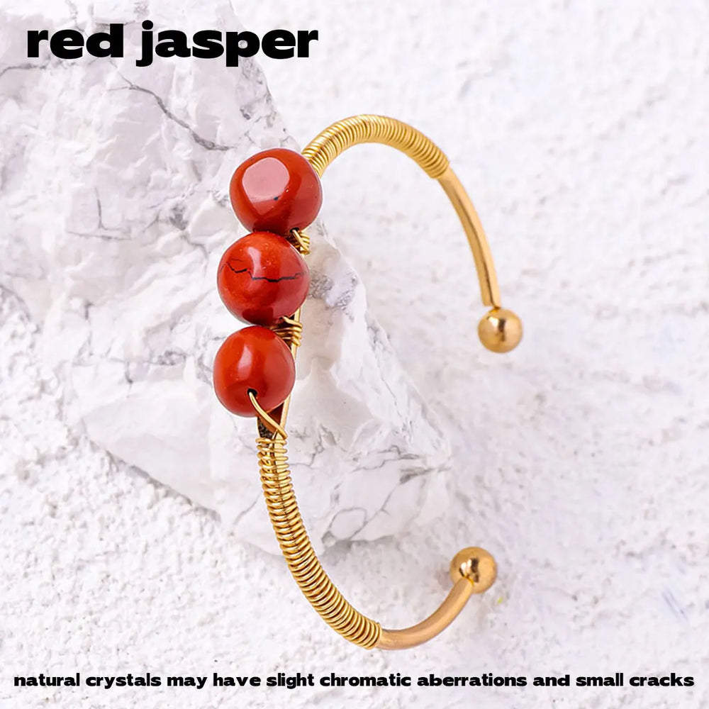 1PC Natural Crystal Bracelet Healing Rolling Stone Bracelet for Women Gifts Protection Bracelet Yoga Reiki Chakras Meditation