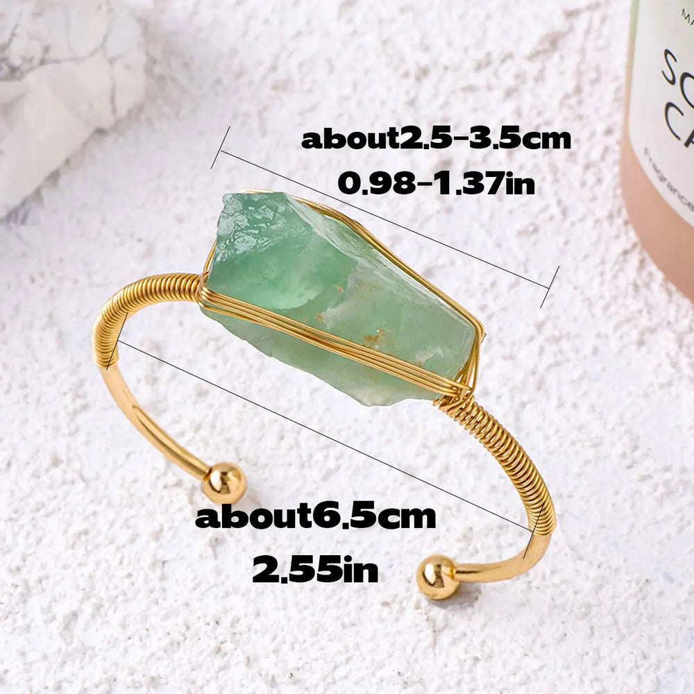 1PC Natural Crystal Bracelet Healing Rough Stone Bracelet for Women Gifts Protection Bracelet Yoga Reiki Chakras Meditation