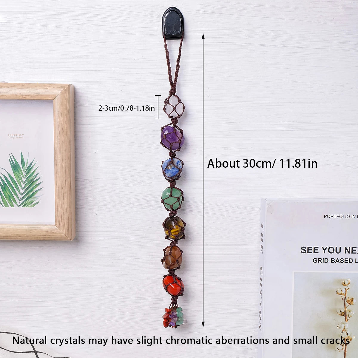 1PC Natural Crystal Chakra Pendant Tumbled Healing Stone Car Pendant Yoga Chakra Energy Gem Decoration Gift