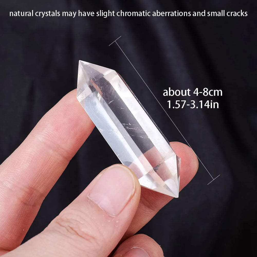 1PC Natural Crystal Clear Quartz Clear Quartz Crystal Double Point Wand Healing Stone Energy Quartz Home Decoration