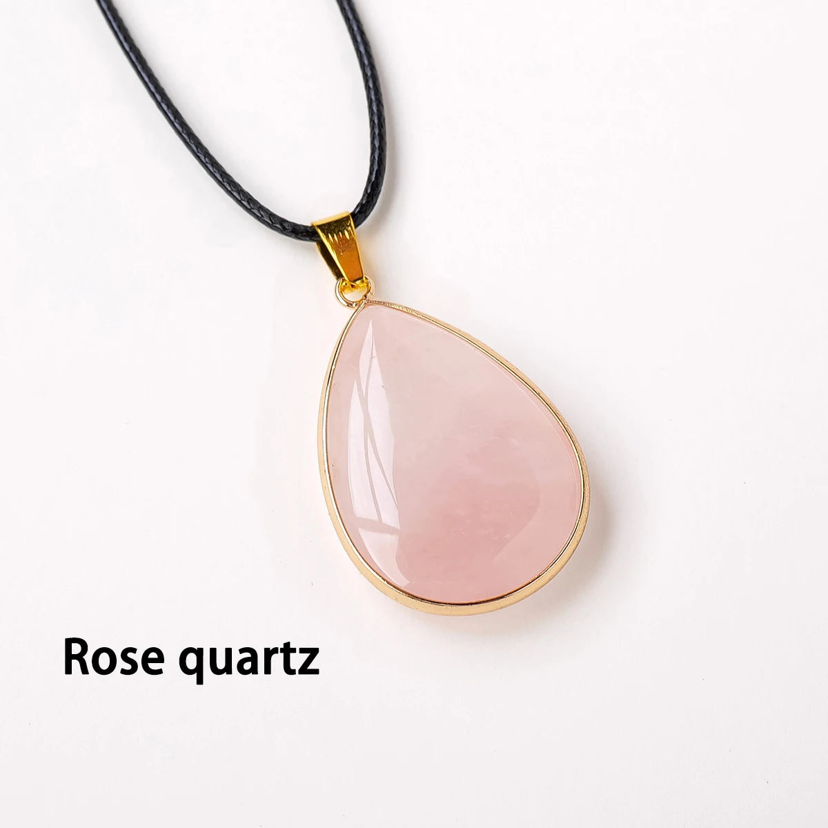 1PC Natural Crystal Drop Shape Pendant Rose Quartz Amethyst Necklace Men and Women Pendant Energy Healing Stone Gift