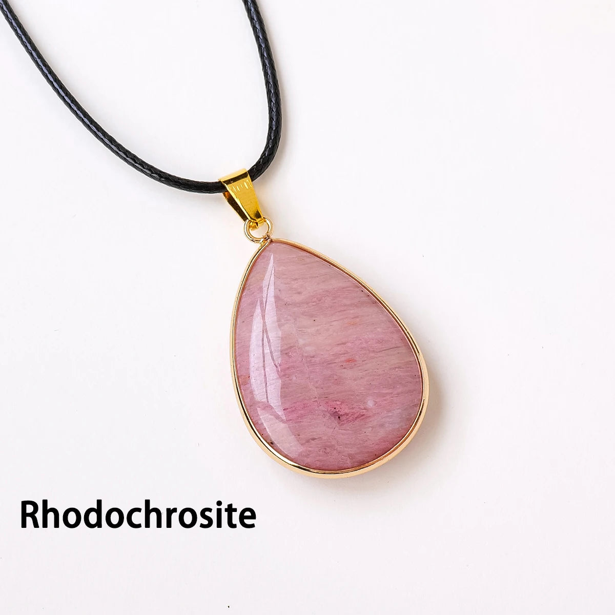 1PC Natural Crystal Drop Shape Pendant Rose Quartz Amethyst Necklace Men and Women Pendant Energy Healing Stone Gift