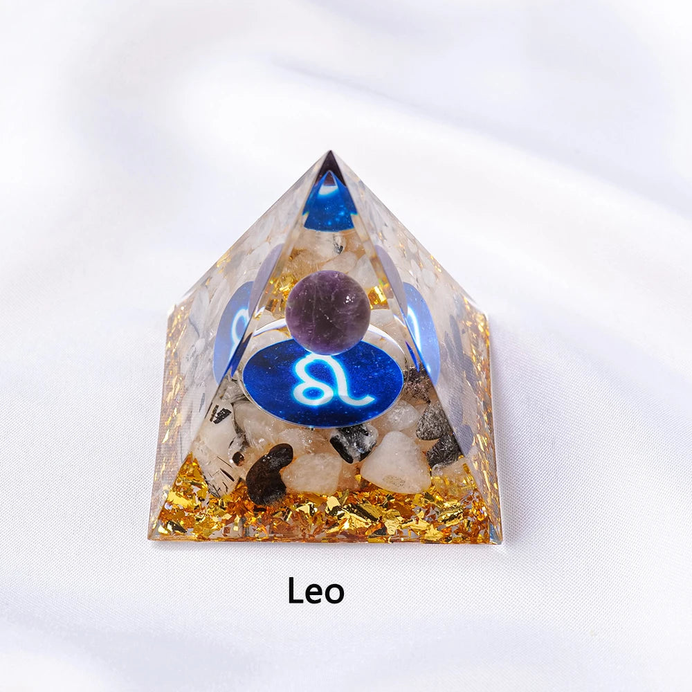 1PC Natural Crystal Energy Generator Pyramid Reiki Healing Chakra Resin Pyramid Meditation Tool Room Decor For Constellation