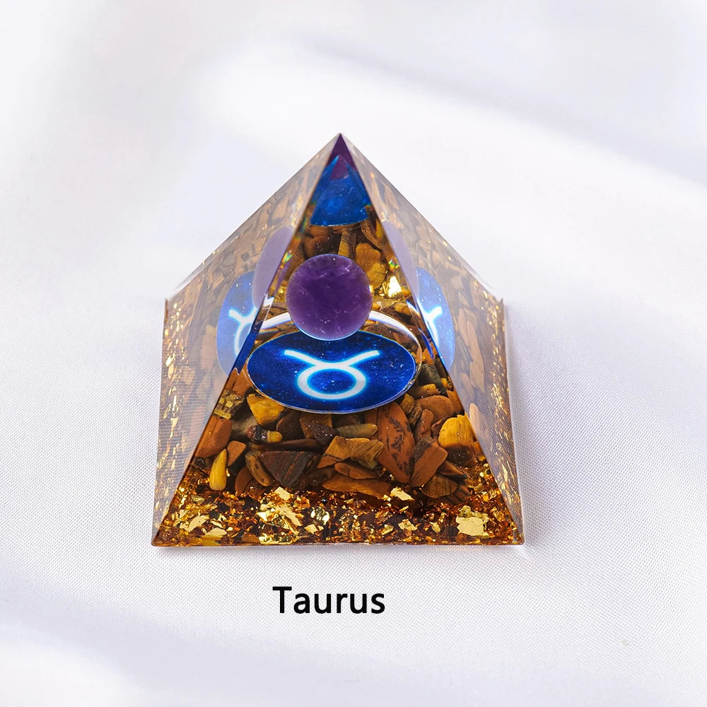 1PC Natural Crystal Energy Generator Pyramid Reiki Healing Chakra Resin Pyramid Meditation Tool Room Decor For Constellation