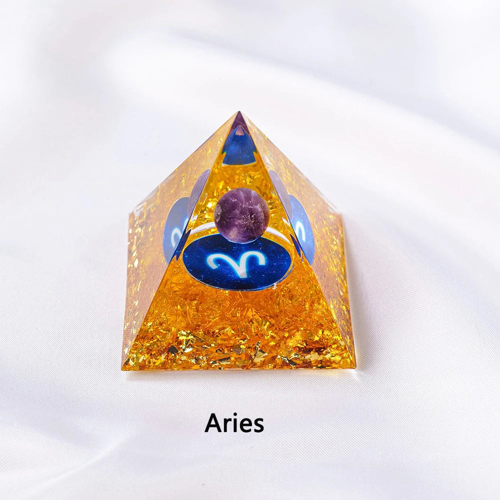 1PC Natural Crystal Energy Generator Pyramid Reiki Healing Chakra Resin Pyramid Meditation Tool Room Decor For Constellation