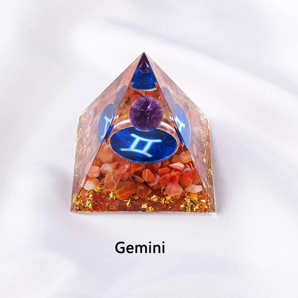 1PC Natural Crystal Energy Generator Pyramid Reiki Healing Chakra Resin Pyramid Meditation Tool Room Decor For Constellation