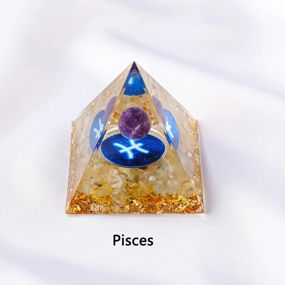 1PC Natural Crystal Energy Generator Pyramid Reiki Healing Chakra Resin Pyramid Meditation Tool Room Decor For Constellation