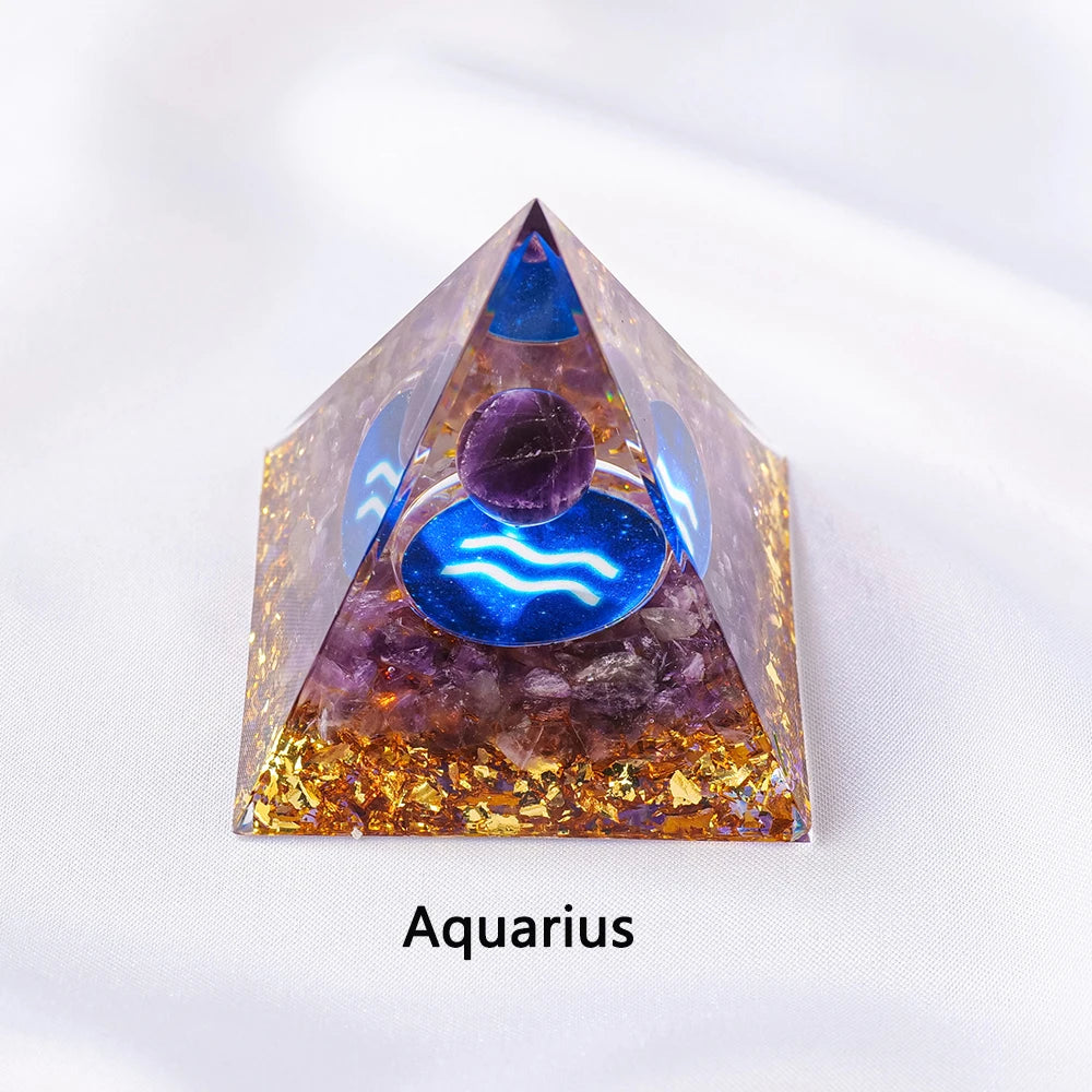 1PC Natural Crystal Energy Generator Pyramid Reiki Healing Chakra Resin Pyramid Meditation Tool Room Decor For Constellation