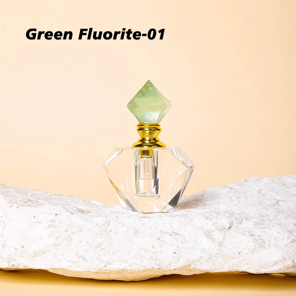 1PC Natural Crystal Gem Healing Stone Essential Oil Bottle Pendant Perfume Bottle Women's Necklace Decoration