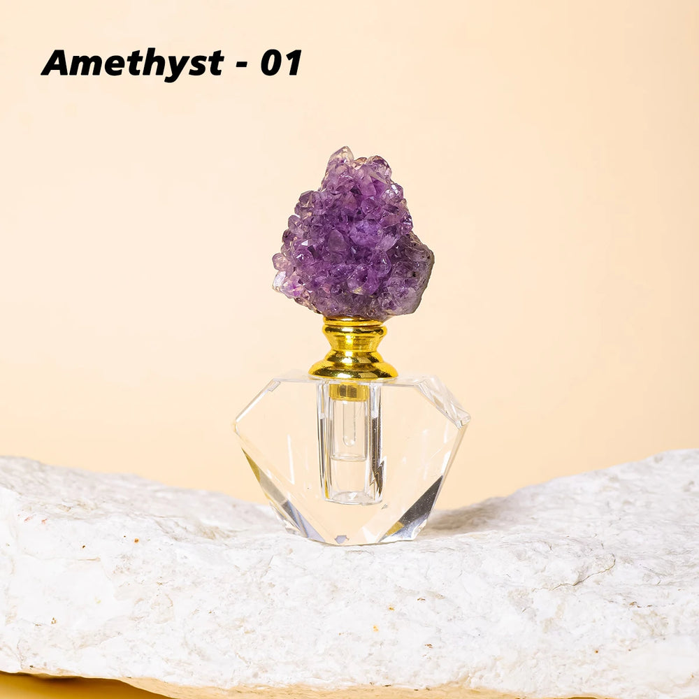 1PC Natural Crystal Gem Healing Stone Essential Oil Bottle Pendant Perfume Bottle Women's Necklace Decoration