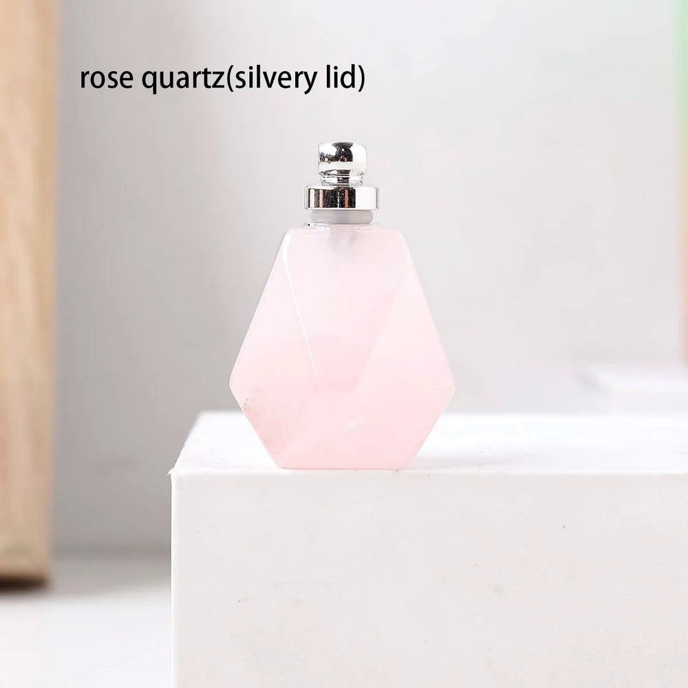 1PC Natural Crystal Gem Healing Stone Essential Oil Bottle Pendant Perfume Bottle Women's Necklace Decoration