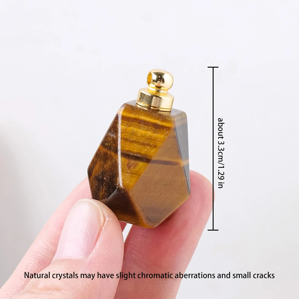 1PC Natural Crystal Gem Healing Stone Essential Oil Bottle Pendant Perfume Bottle Women's Necklace Decoration