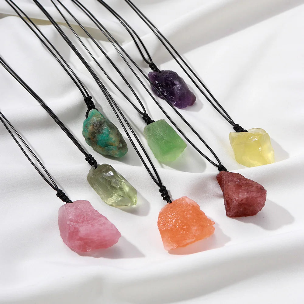 1PC Natural Crystal Gem Unpolished Irregular Rose Quartz Stone Pendant mineral stone energy crystal DIY Necklace