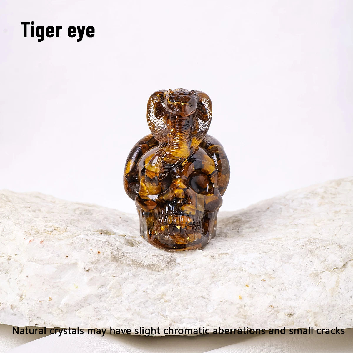 1PC Natural Crystal Gravel Skull Snake Statue Dropper Resin Reiki Stone Easter Gift Fengshui Sculpture Room Home Decoration